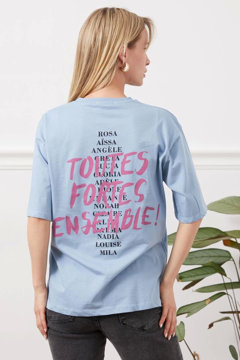 Baskılı tişört mavi - Lisinya