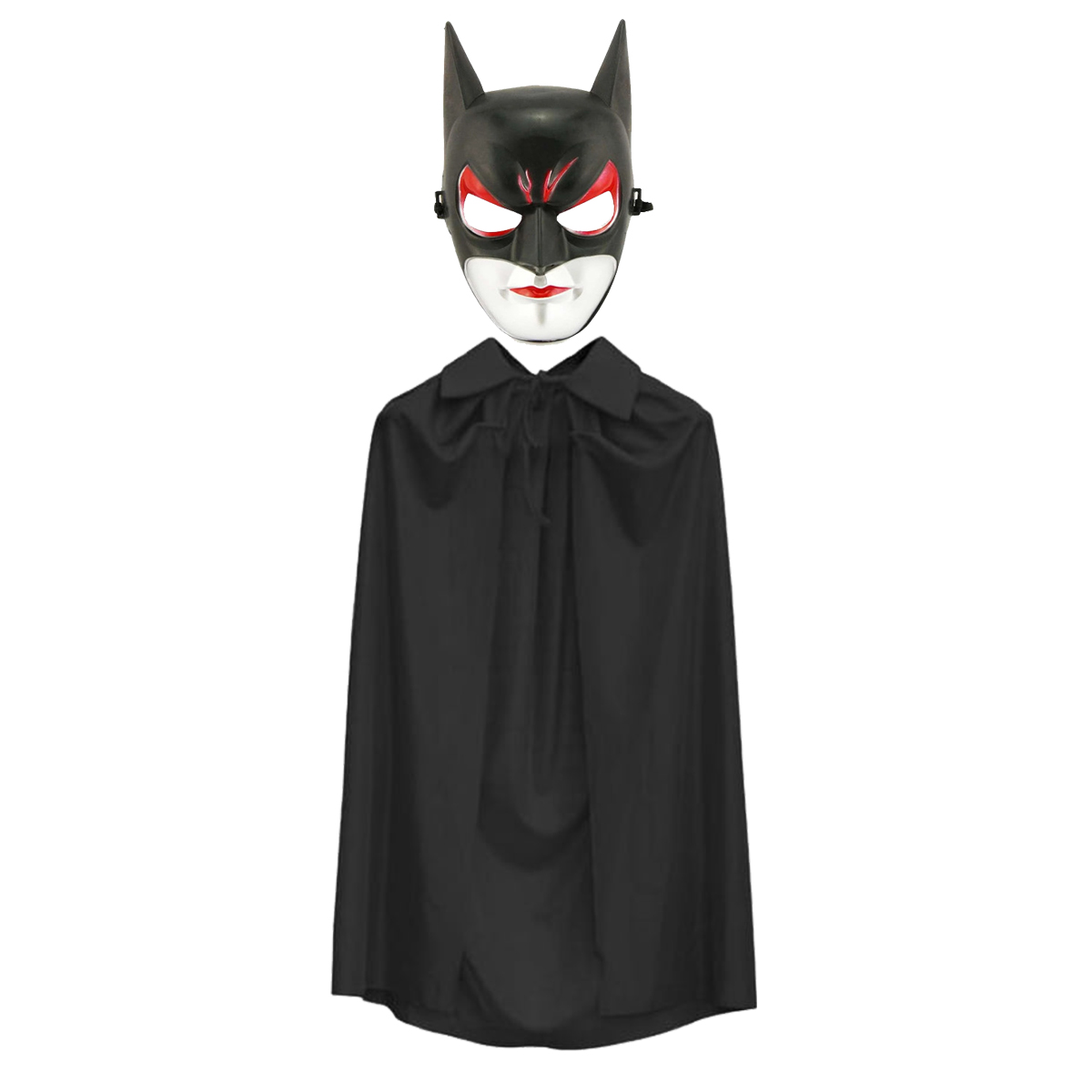 Batman Maskesi Cat Woman ve Batman Pelerini 90 cm Siyah Renk Set Batman Maskesi Cat Woman ve Batman Pelerini 90 cm Siyah Renk Set