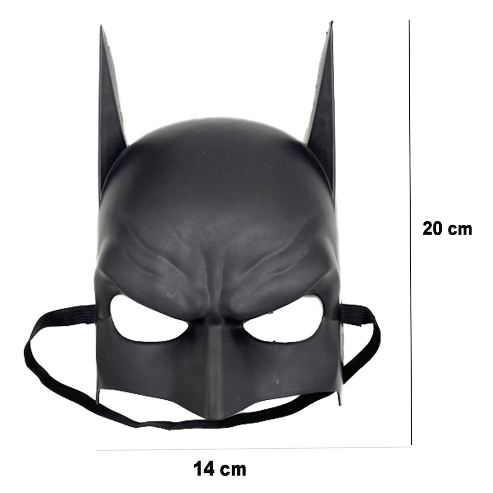 Siyah Renk Çocuk Boy Arkadan Lastikli Batman Maskesi A Kalite  20x14 cm (Lisinya)