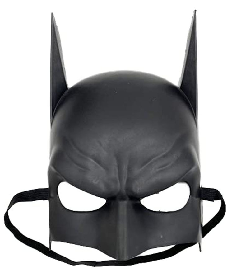 Siyah Renk Çocuk Boy Arkadan Lastikli Batman Maskesi A Kalite  20x14 cm (Lisinya)