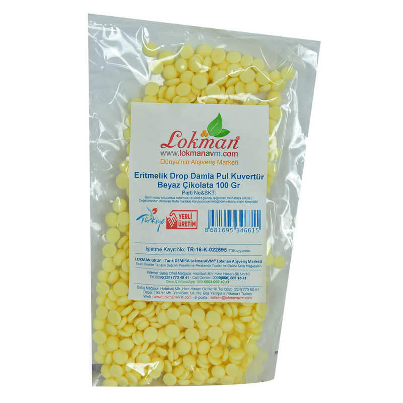 Lisinya214 Beyaz Çikolata Eritmelik Drop Damla Pul Kuvertür 100 Gr Paket