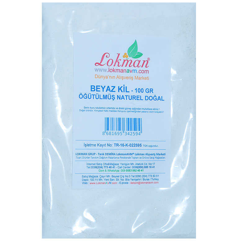 Lisinya214 Beyaz Kil Öğütülmüş Doğal Saf Naturel 100 Gr Paket