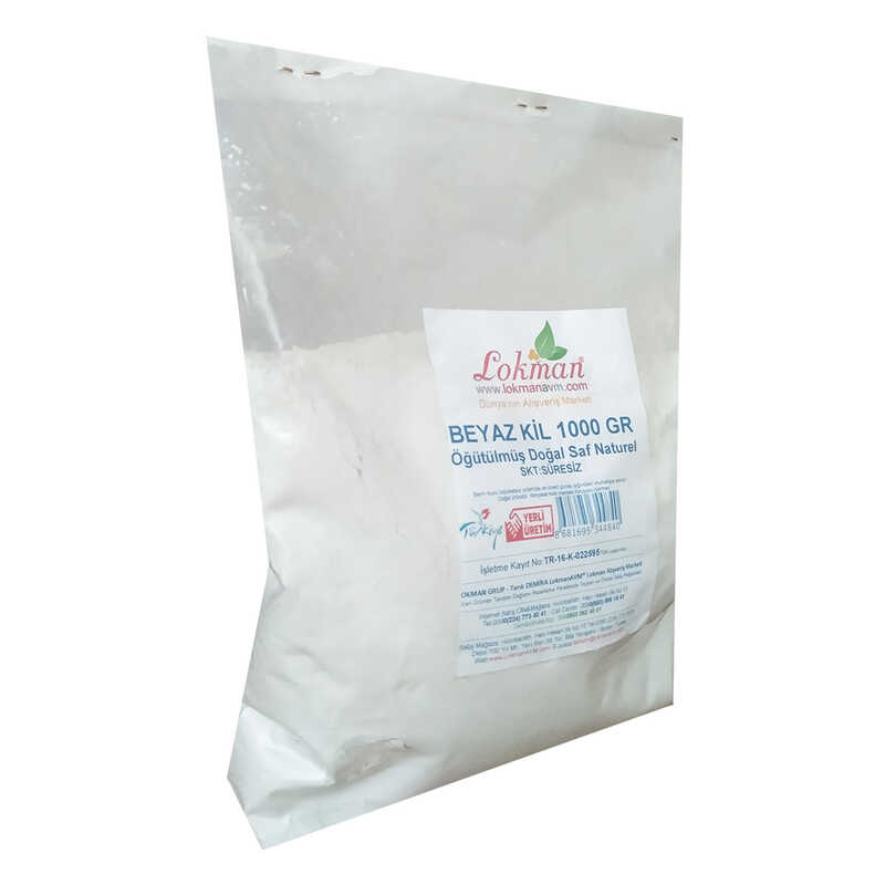 Lisinya214 Beyaz Kil Öğütülmüş Doğal Saf Naturel 1000 Gr Paket
