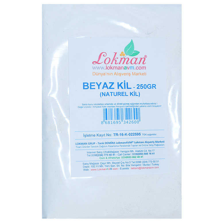 Lisinya214 Beyaz Kil Öğütülmüş Doğal Saf Naturel 250 Gr Paket