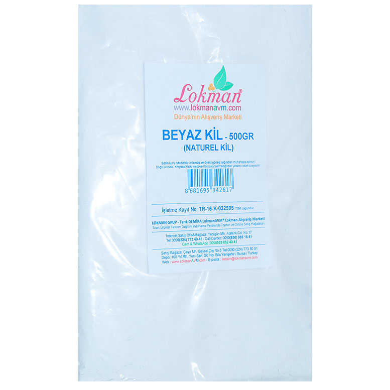 Lisinya214 Beyaz Kil Öğütülmüş Doğal Saf Naturel 500 Gr Paket