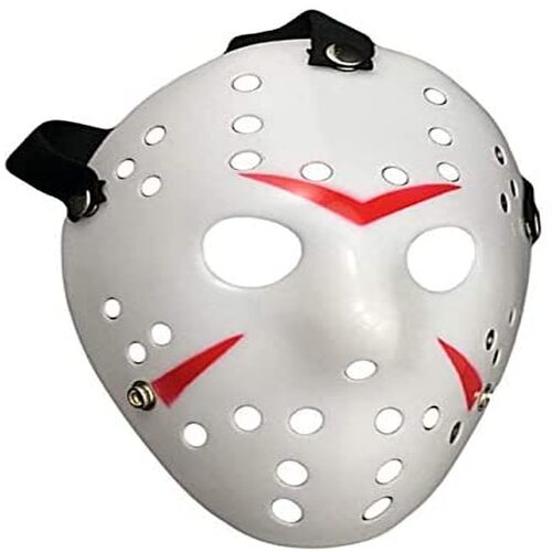 Beyaz Renk Kırmızı Çizgili Tam Yüz Hokey Jason Maskesi Hannibal Maskesi Beyaz Renk Kırmızı Çizgili Tam Yüz Hokey Jason Maskesi Hannibal Maskesi (Lisinya)