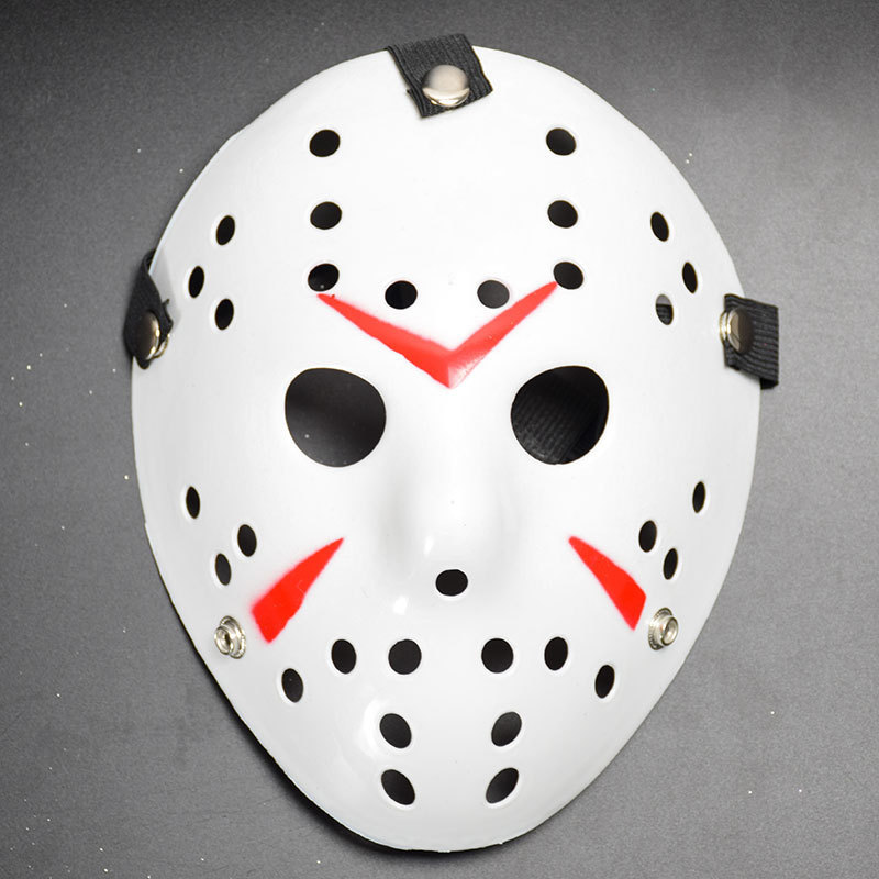 Beyaz Renk Kırmızı Çizgili Tam Yüz Hokey Jason Maskesi Hannibal Maskesi Beyaz Renk Kırmızı Çizgili Tam Yüz Hokey Jason Maskesi Hannibal Maskesi (Lisinya)