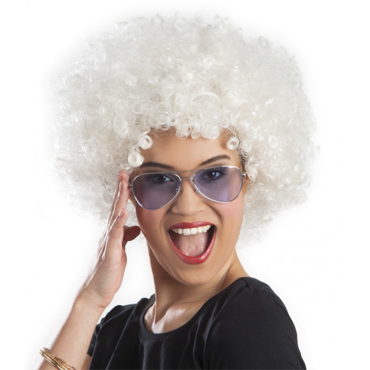 Beyaz Renk Kıvırcık Afro Bonus Peruk (Lisinya)