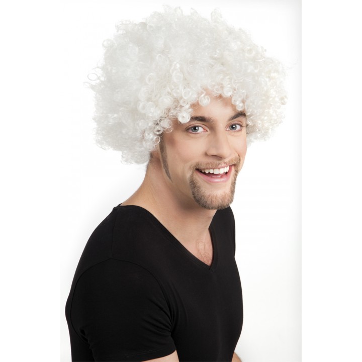 Beyaz Renk Kıvırcık Afro Bonus Peruk (Lisinya)