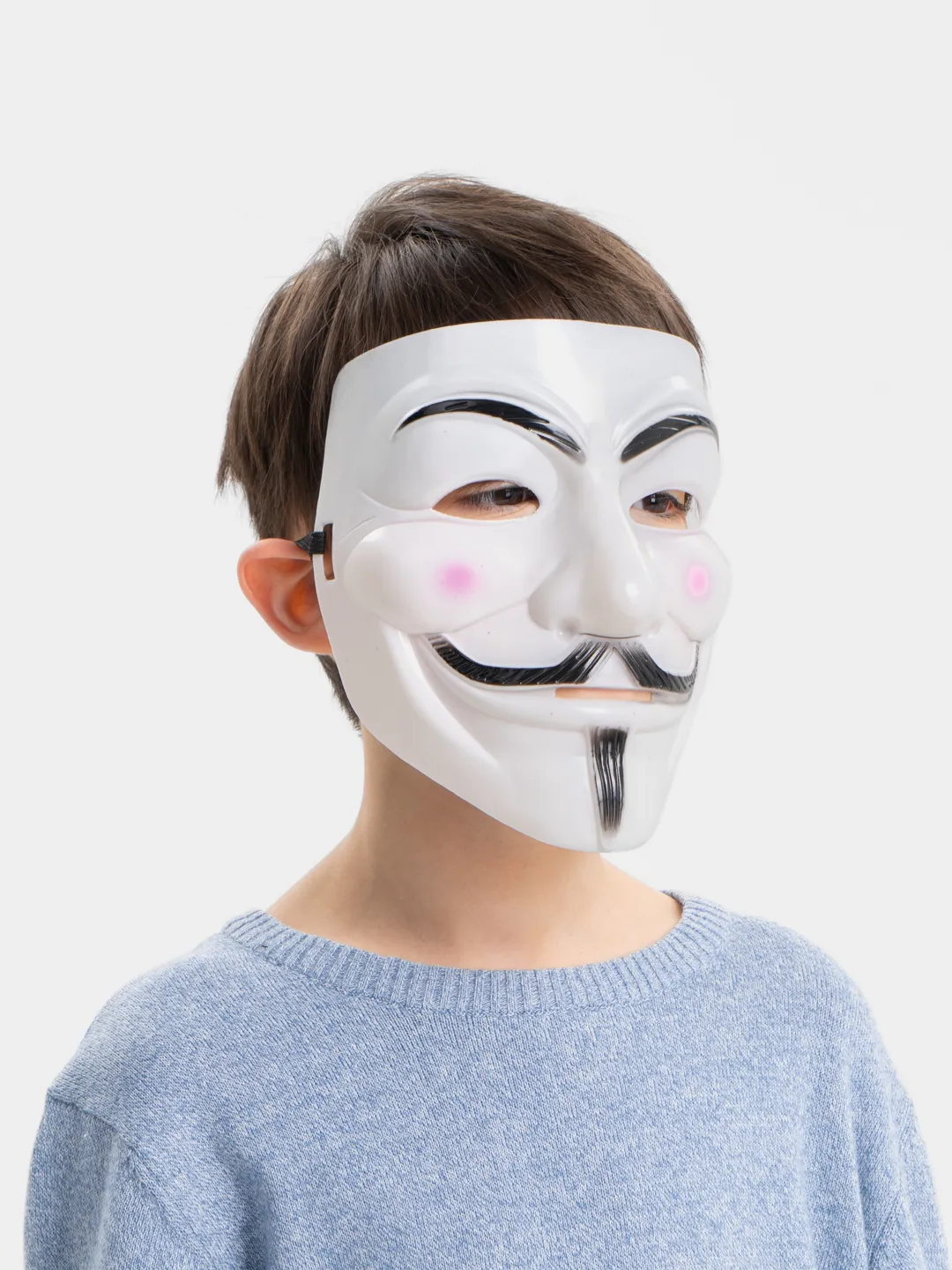 Beyaz Renk Pembe Yanaklı İthal V For Vendetta Maskesi Beyaz Renk Pembe Yanaklı İthal V For Vendetta Maskesi (Lisinya)