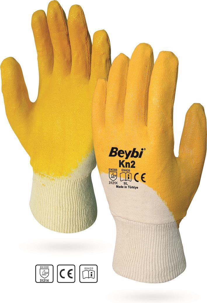 Beybi KN2 No:9 Sarı Nitril Pamuk Eldiven Lisinya202 Beybi KN2 No:9 Sarı Nitril Pamuk Eldiven