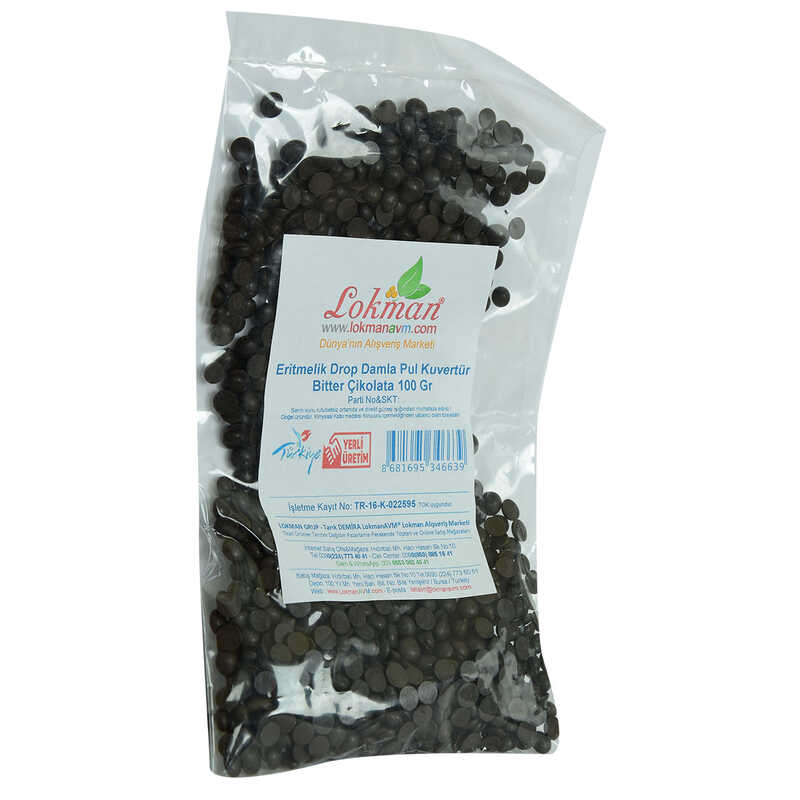 Lisinya214 Bitter Çikolata Eritmelik Drop Damla Pul Kuvertür 100 Gr Paket