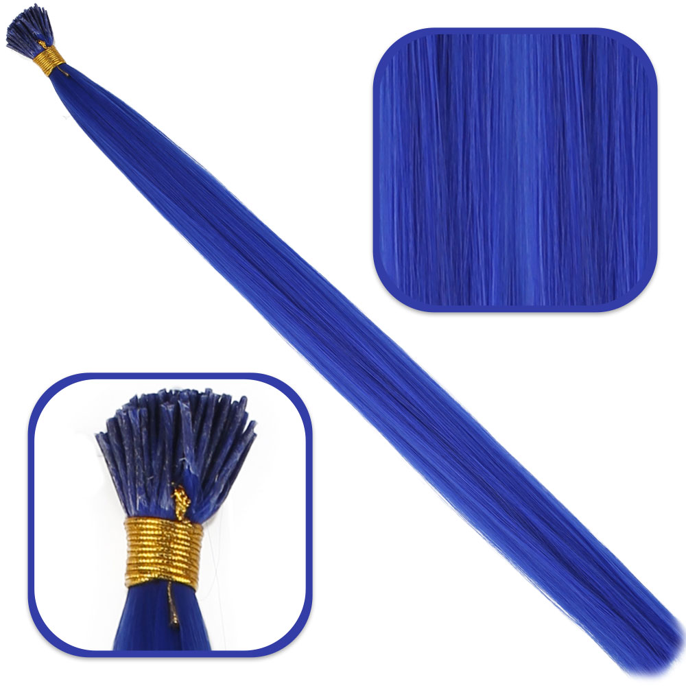 Fiber Sentetik Boncuk Kaynaklık Renkli Saç / Koyu Mavi / 100 Adet Fiber Sentetik Boncuk Kaynaklık Renkli Saç / Koyu Mavi / 100 Adet