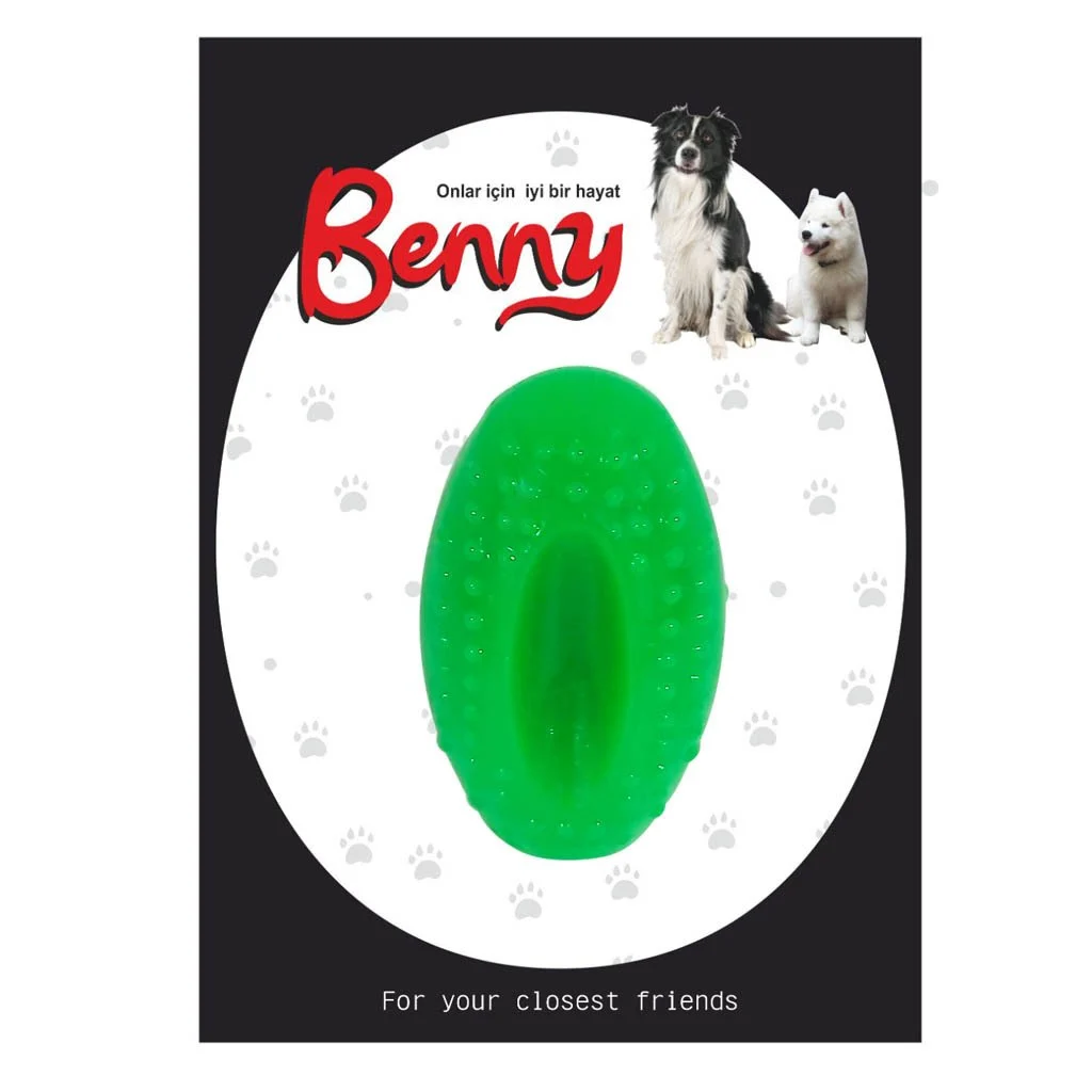 Lisinya205 Benny Köpek Oyuncağı Sert Elips Top 8 x 4.5 cm Yeşil