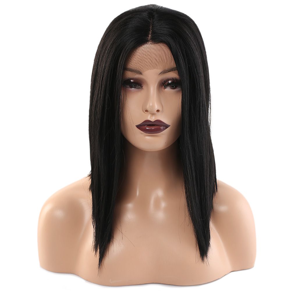 Kanekalon Fiber Sentetik Bob Kısa Tül Peruk / Siyah / (Lisinya175) Kanekalon Fiber Sentetik Bob Kısa Tül Peruk / Siyah / (Lisinya175)