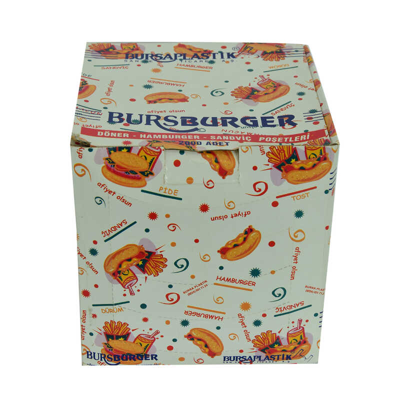 Lisinya214 Bursburger Döner Hamburger Sandviç Hışır Poşeti 13X14 2000 Adet
