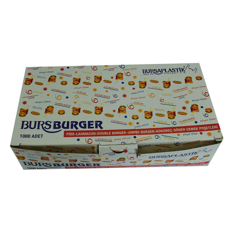 Lisinya214 Bursburger Pide Lahmacun Burger Kokoreç Döner Ekmek Hışır Poşeti 13X26 1000 Adet