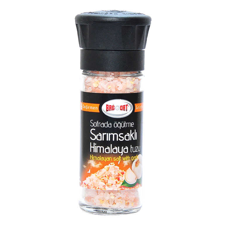 Lisinya214 Cam Değirmenli Sarımsaklı Himalaya Granül Çakıl Doğal Kaya Tuzu 110 Gr