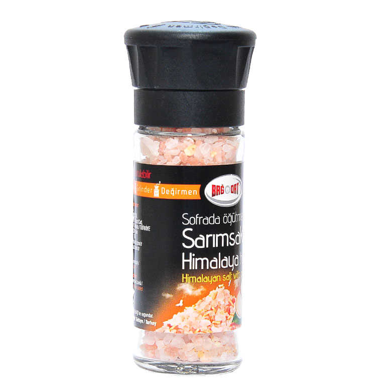 Lisinya214 Cam Değirmenli Sarımsaklı Himalaya Granül Çakıl Doğal Kaya Tuzu 110 Gr