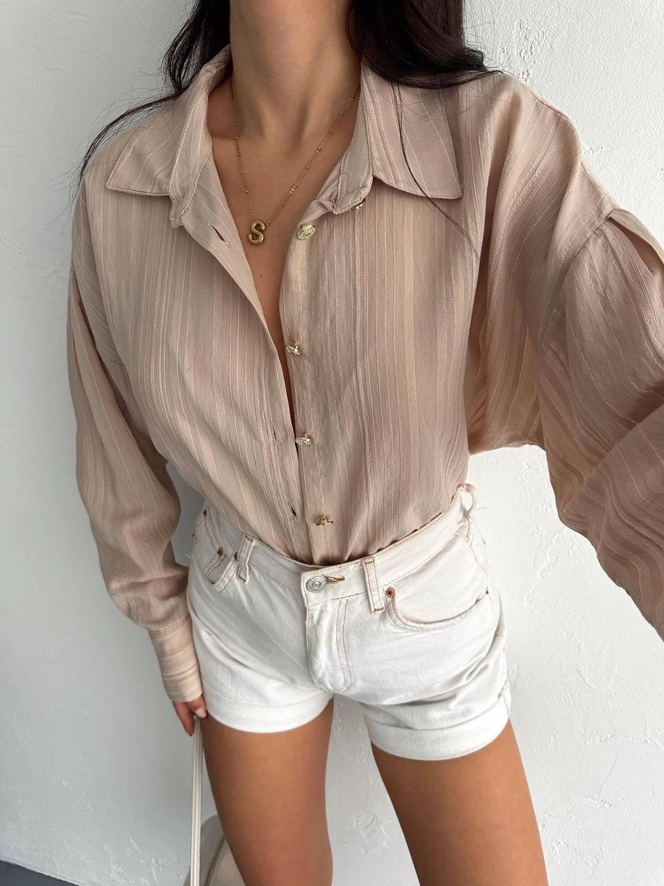 Çizgili oversize gömlek - Lisinya Çizgili oversize gömlek - Lisinya