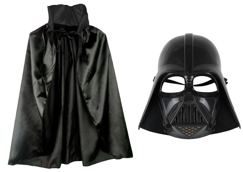 Çocuk Boy Yıldız Savaşları Star Wars Darth Vadet Maskesi ve 90 cm Pelerin Seti Siyah (Lisinya)