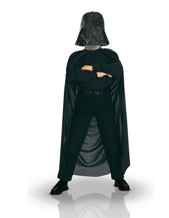 Çocuk Boy Yıldız Savaşları Star Wars Darth Vadet Maskesi ve 90 cm Pelerin Seti Siyah (Lisinya)