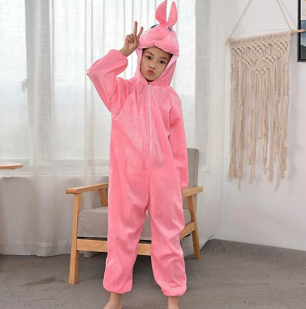 Çocuk Tavşan Kostümü Pembe Renk 4-5 Yaş 100 cm (Lisinya)