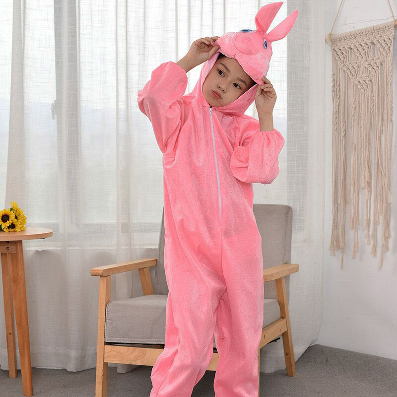 Çocuk Tavşan Kostümü Pembe Renk 6-7 Yaş 120 cm (Lisinya)