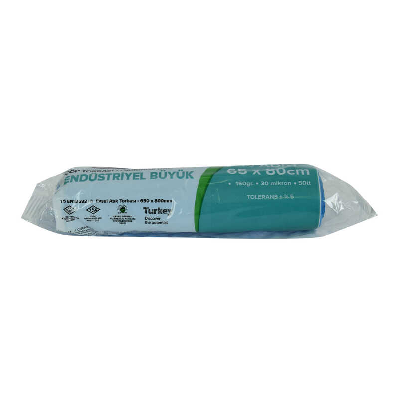 Lisinya214 Çöp Torbası Büyük Boy 65x80Cm 150Gr 30Mikron 50Lt Mavi Rulo 10 Adet