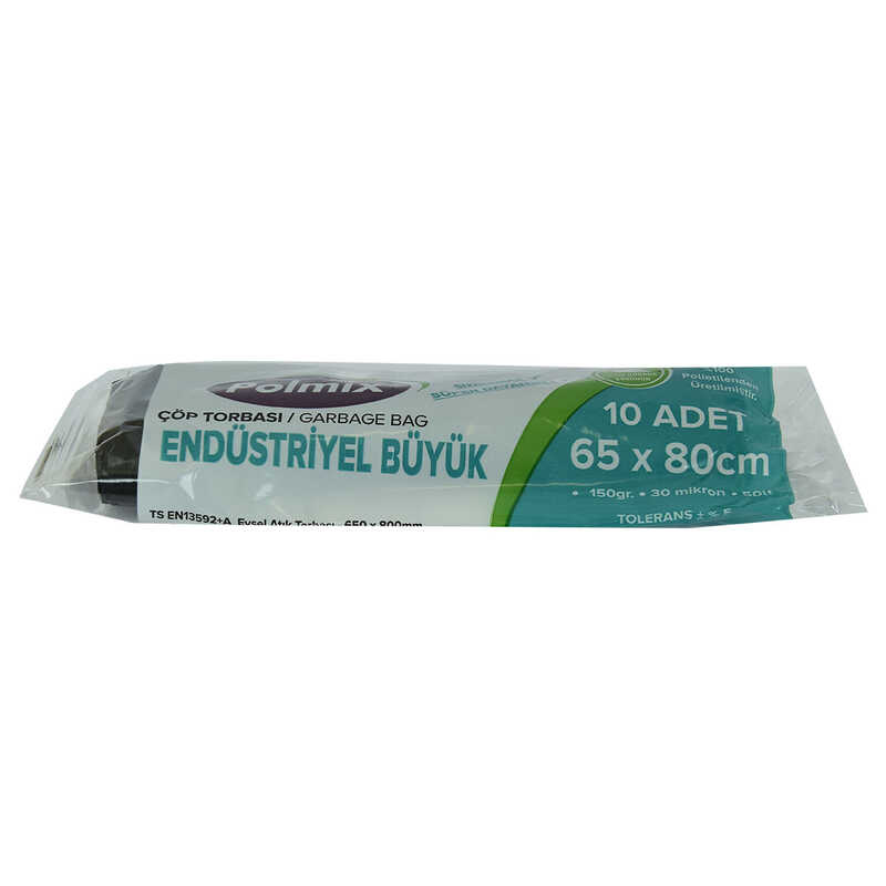 Lisinya214 Çöp Torbası Büyük Boy 65x80Cm 150Gr 30Mikron 50Lt Siyah Rulo 10 Adet