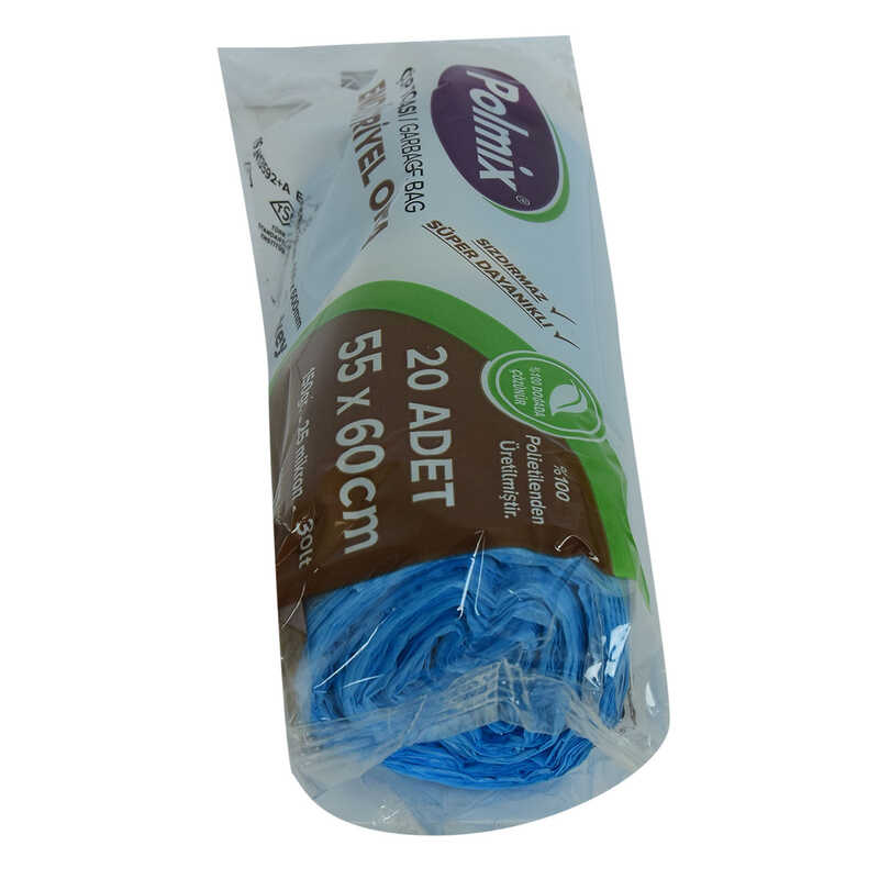 Lisinya214 Çöp Torbası Orta Boy 55x60Cm 150Gr 25Mikron 30Lt Mavi Rulo 20 Adet
