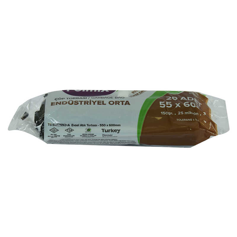 Lisinya214 Çöp Torbası Orta Boy 55x60Cm 150Gr 25Mikron 30Lt Siyah Rulo 20 Adet