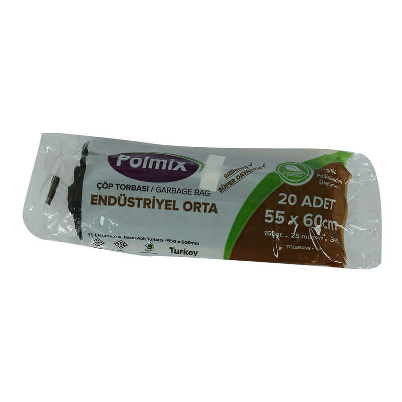 Lisinya214 Çöp Torbası Orta Boy 55x60Cm 150Gr 25Mikron 30Lt Siyah Rulo 20 Adet