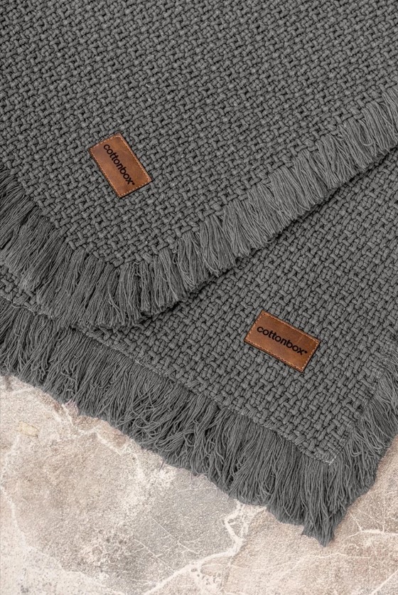 Bath Rug Set Antrasit 2'li 75x125 60x90