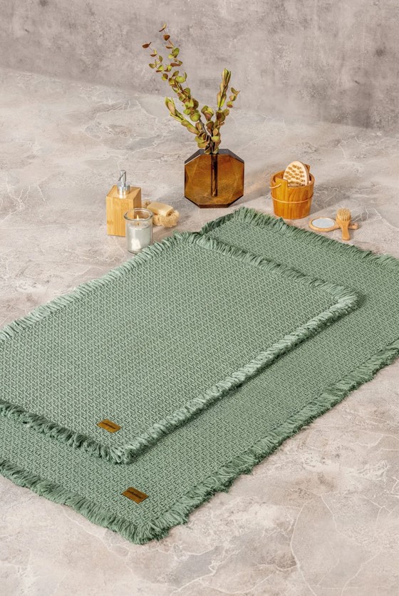 Bath Rug Set Yeşil 2'li 75x125 60x90
