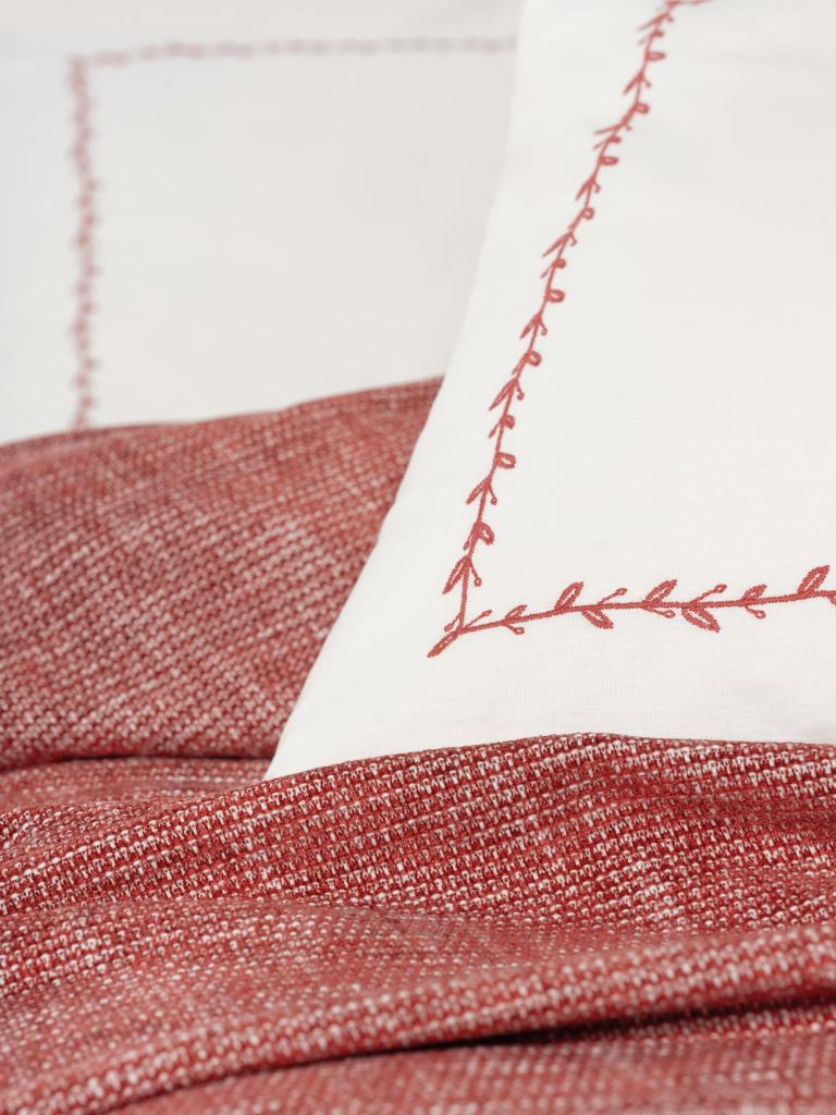 Embrova Şönil Çift Kişilik Yatak Örtüsü/Pike Takımı Loom Bordo - Lisinya