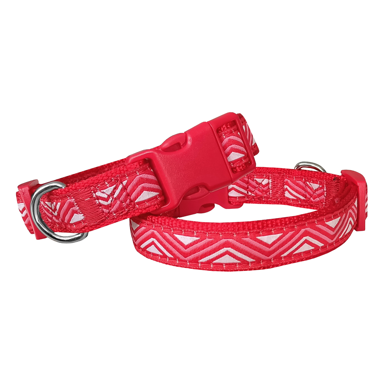 Lisinya205  Dalga Desenli Dokuma Köpek Boyun Tasması 2 cm x 31-47 cm Kırmızı