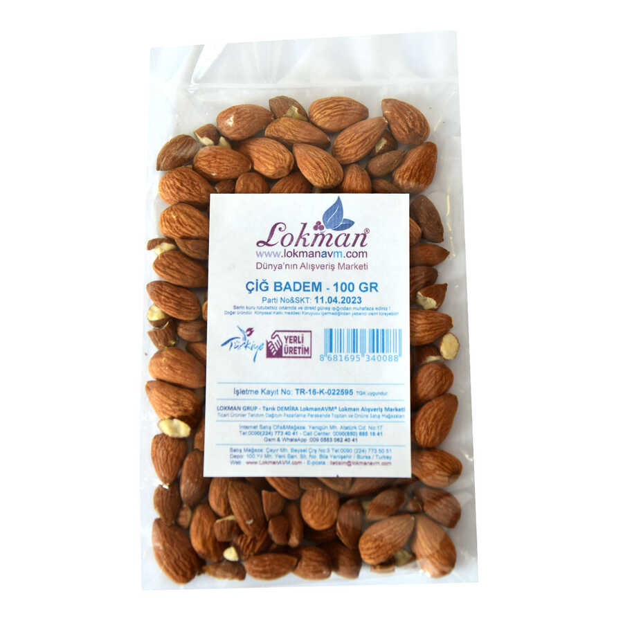 Doğal Çiğ Tatlı Badem 100 Gr Paket - Lisinya