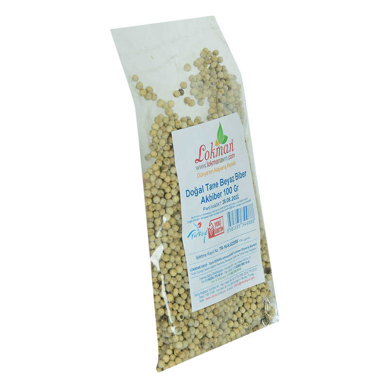 Doğal Tane Akbiber Beyaz Biber Beyaz Karabiber 100 Gr Paket - Lisinya
