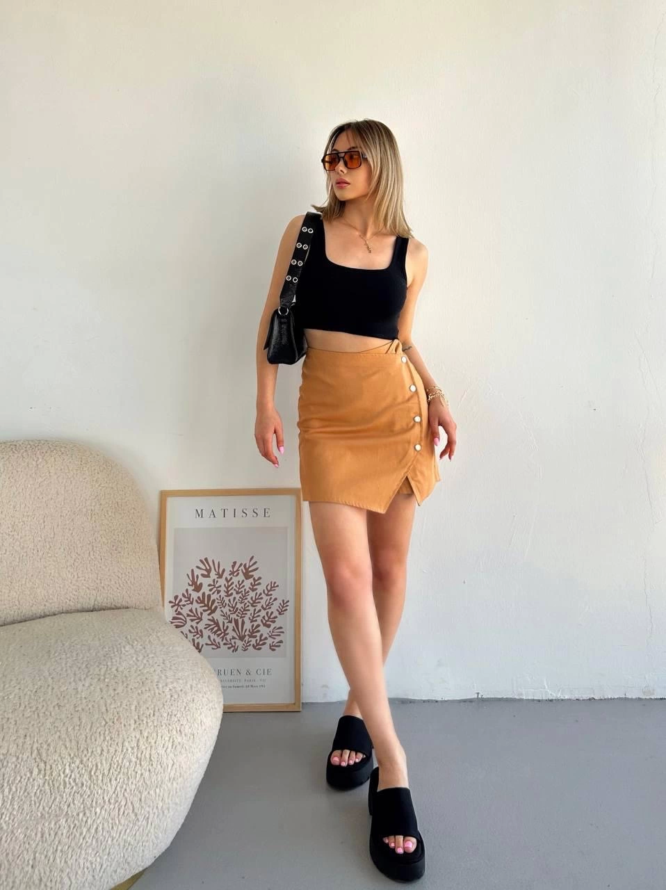 Dört çıtçıtlı Gabardin şort etek s249001 - Lisinya