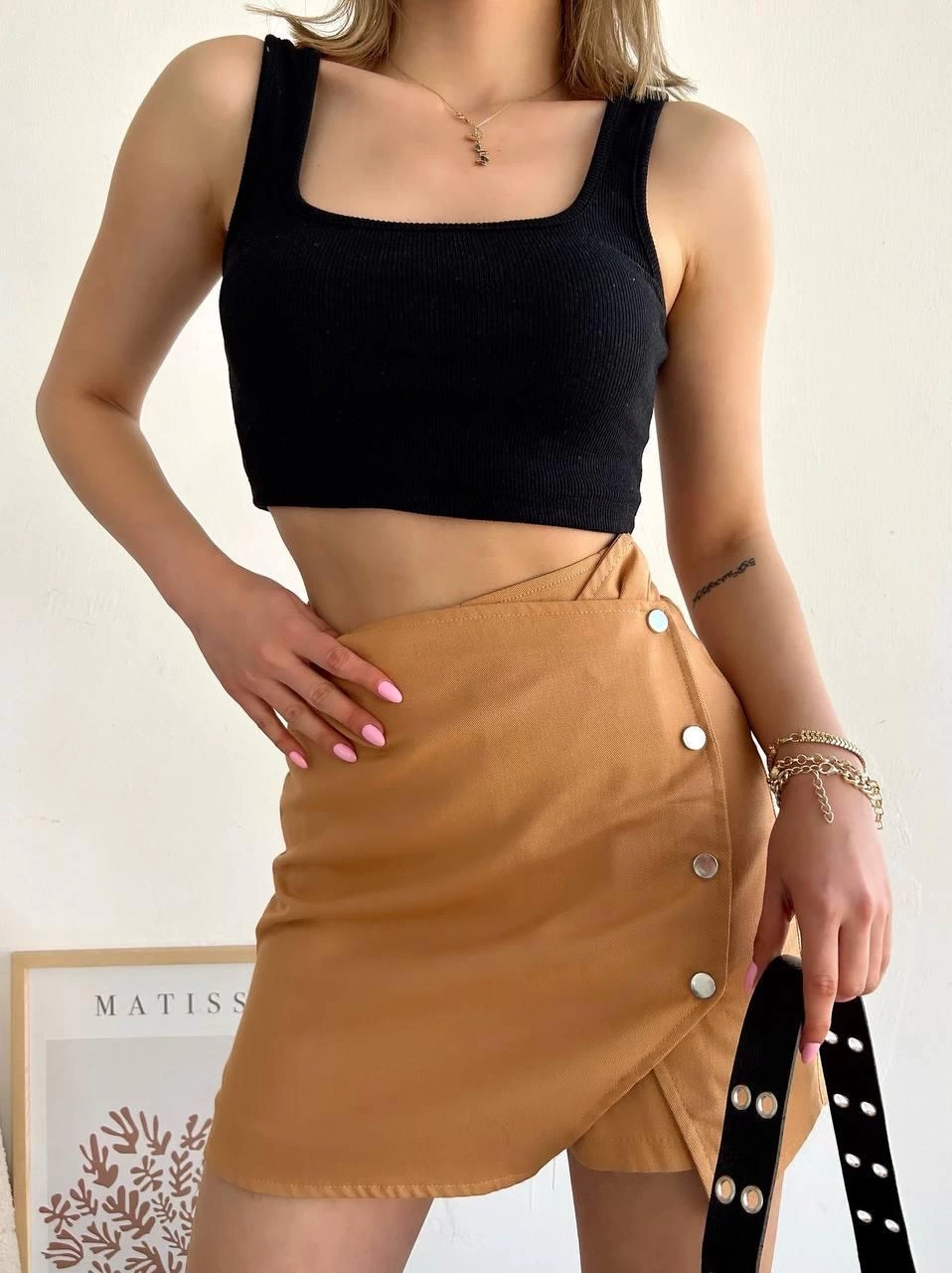 Dört çıtçıtlı Gabardin şort etek s249001 - Lisinya