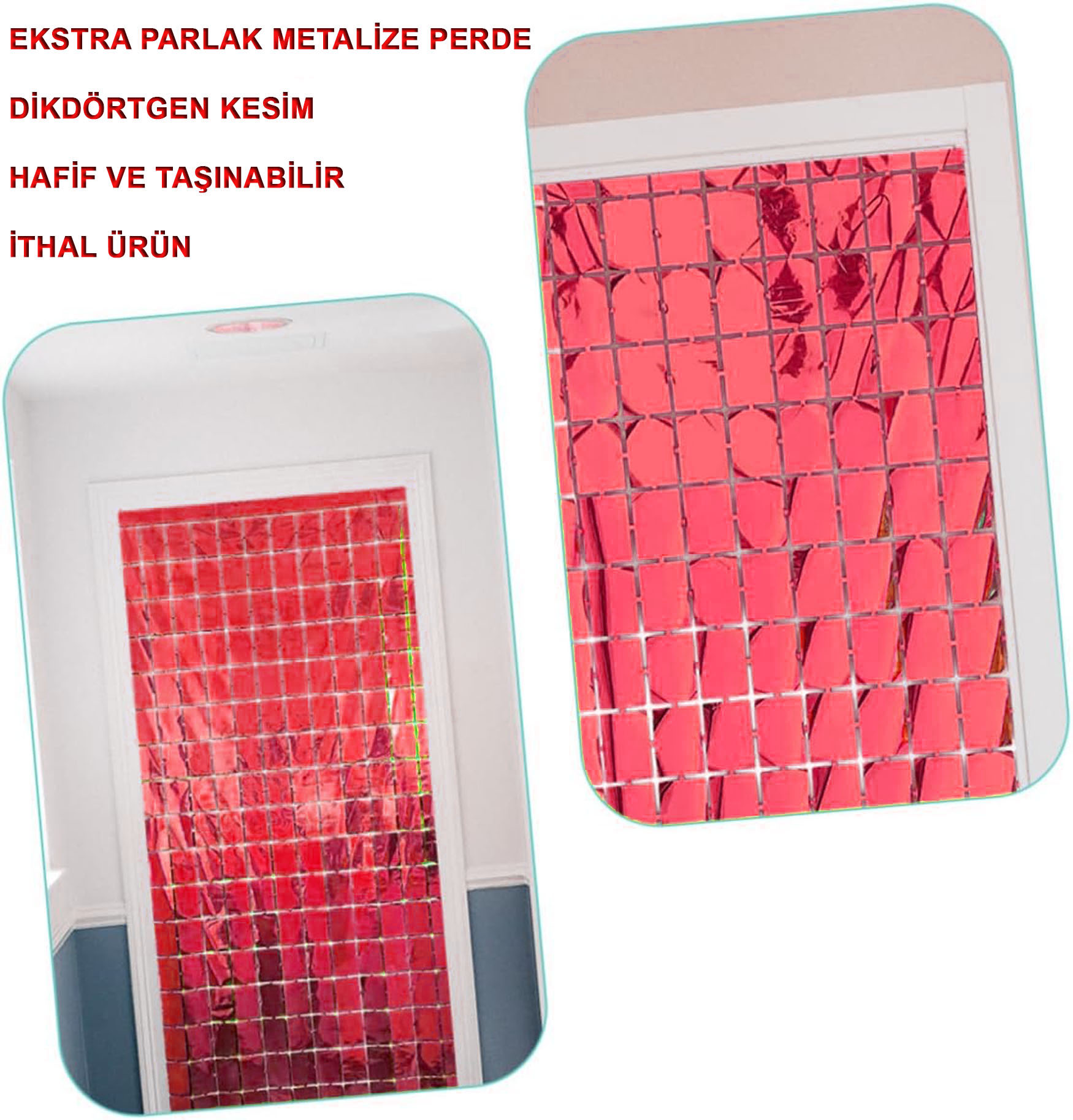 Ekstra Metalize Kırmızı Renk Disko Dikdörtgen Kesim Kapı Perdesi Dekorasyon 1x2 Metre Ekstra Metalize Kırmızı Renk Disko Dikdörtgen Kesim Kapı Perdesi Dekorasyon 1x2 Metre (Lisinya)