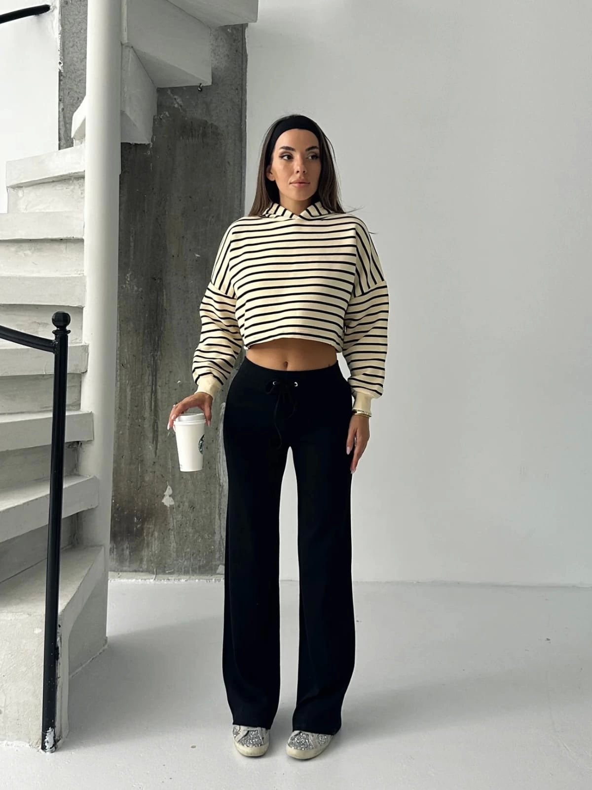 Fit comfort siyah salaş pantolon A6011 - Lisinya