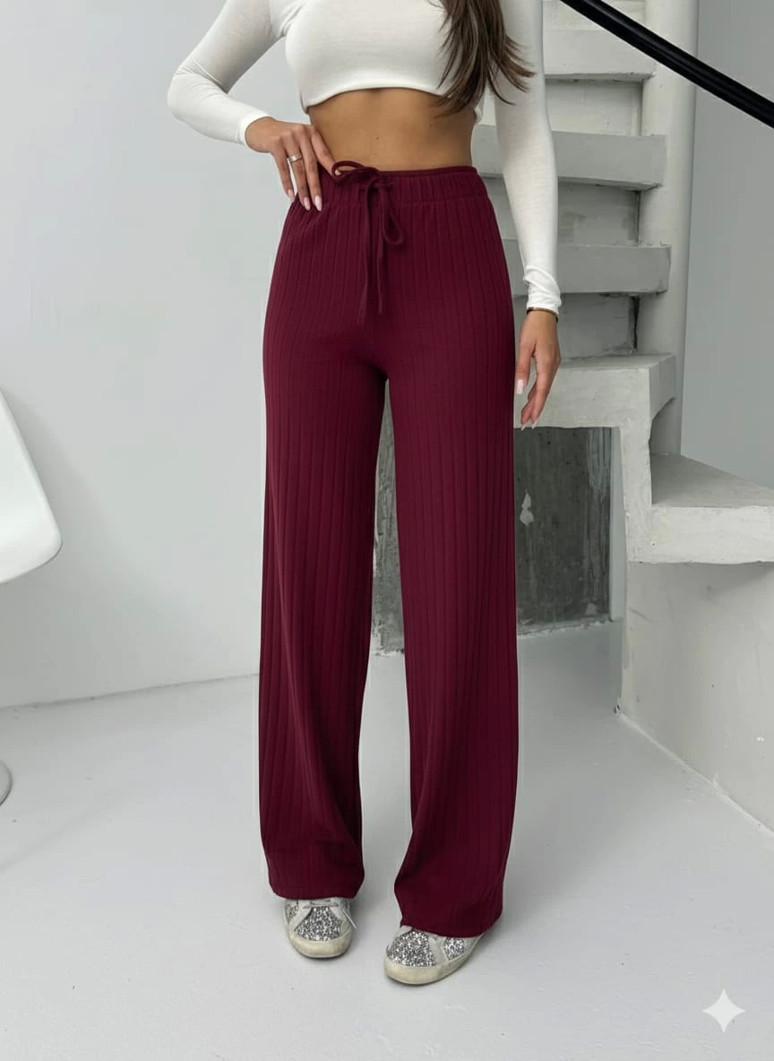 Fitilli şardonlu pantolon bordo a4058 - Lisinya Fitilli şardonlu pantolon bordo a4058 - Lisinya