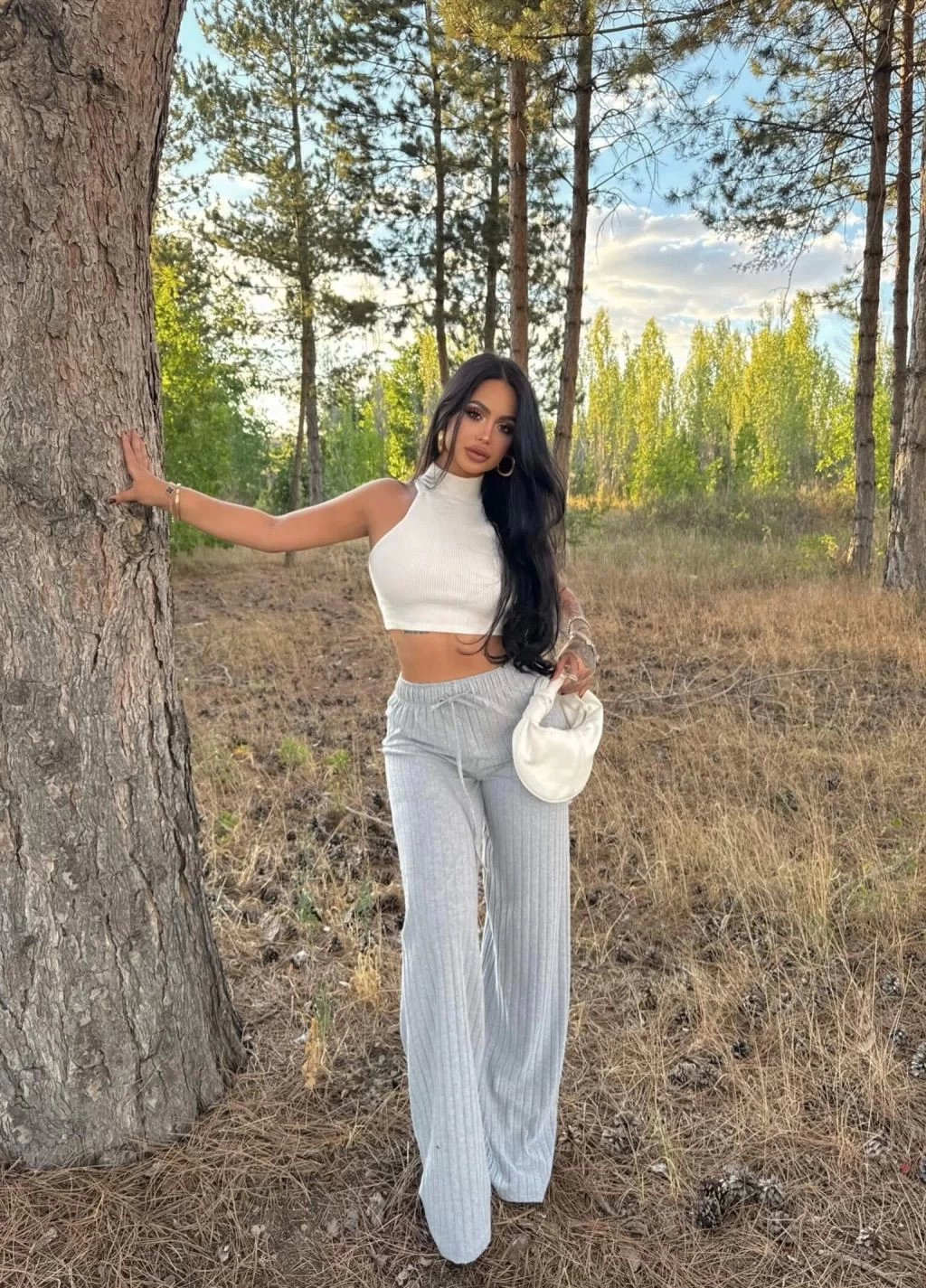Fitilli şardonlu pantolon gri a4058 - Lisinya