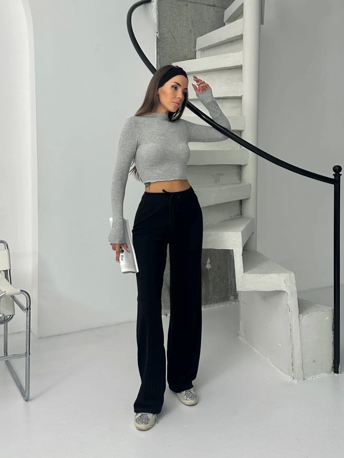 Fitilli şardonlu pantolon siyah a4058 - Lisinya