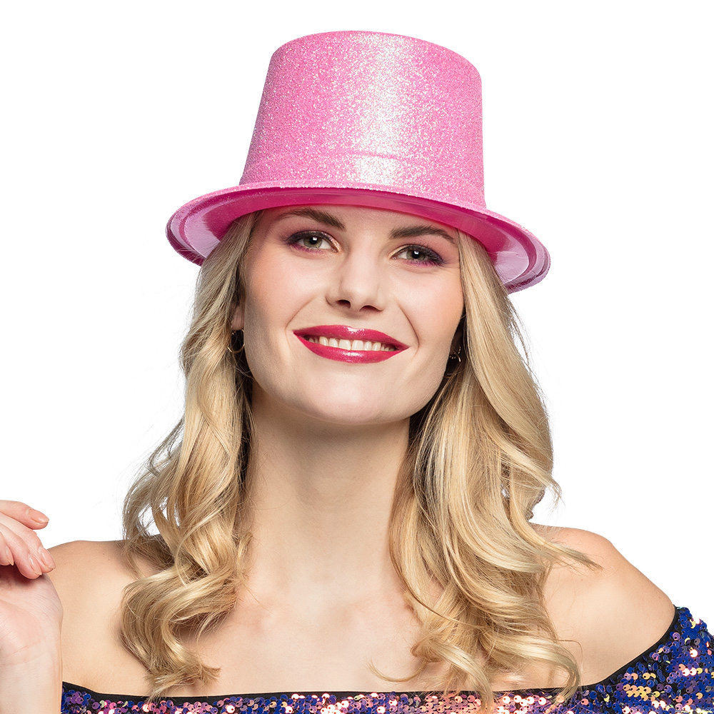 Floresan Pembe Renk Simli Uzun Fötr Melon Şapka 12 cm Floresan Pembe Renk Simli Uzun Fötr Melon Şapka 12 cm (Lisinya)