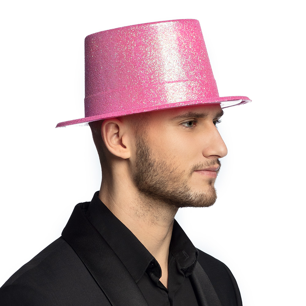 Floresan Pembe Renk Simli Uzun Fötr Melon Şapka 12 cm Floresan Pembe Renk Simli Uzun Fötr Melon Şapka 12 cm (Lisinya)