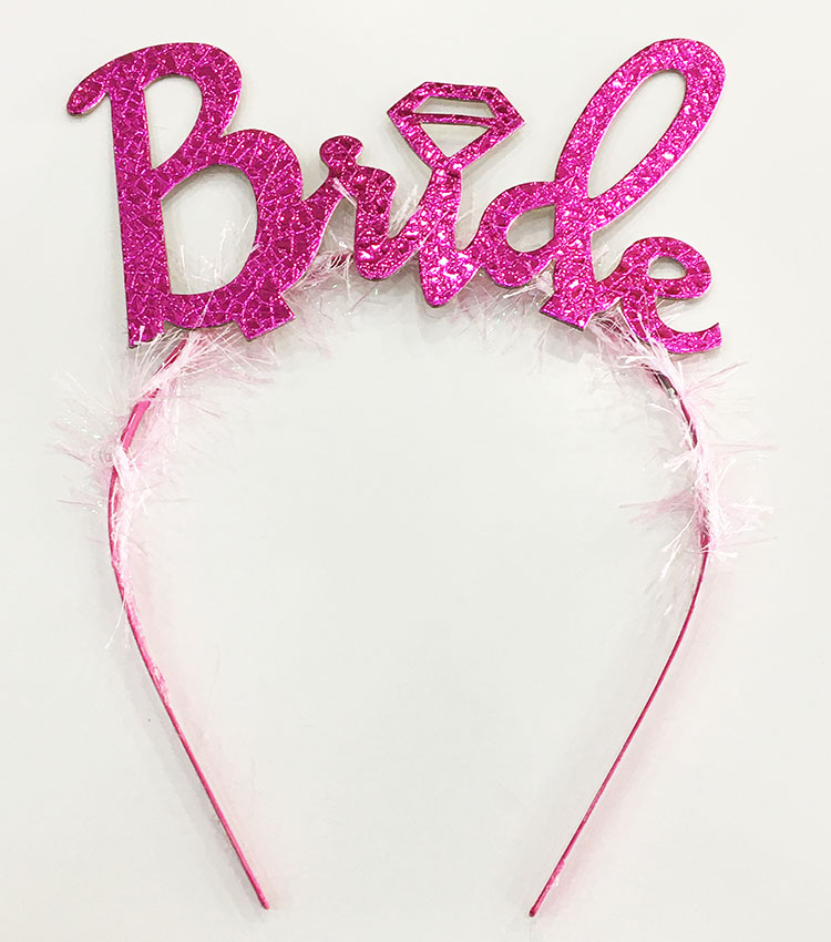 Fuşya Renk Bekarlığa Veda İtalik Yazı Alyanslı Bride Taç Fuşya Renk Bekarlığa Veda İtalik Yazı Alyanslı Bride Taç (Lisinya)