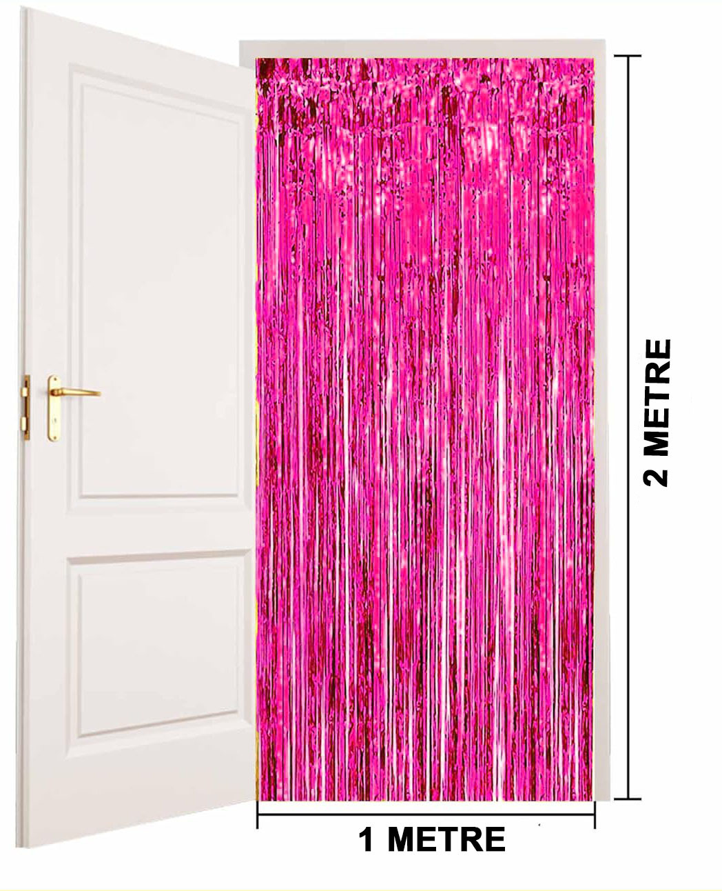 Fuşya Renk Ekstra Metalize Parlak Saçaklı Arka Fon Perde İthal A Kalite 1x2 Metre (Lisinya)